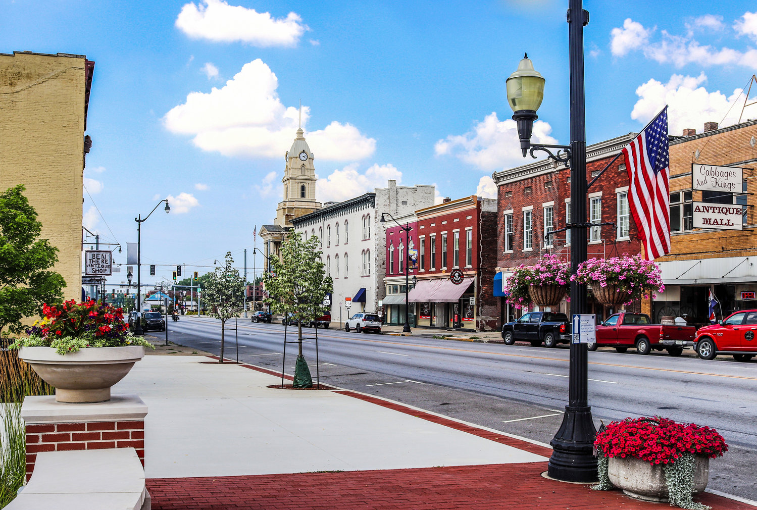 A view of downtown Crawfordsville looking north along Washington Street near Pike Street.
